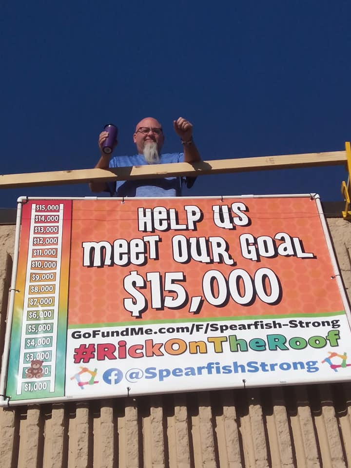 Rick Radliff of Heisler’s Do it Best Hardware camped out on the store’s roof to raise money for the local food bank.