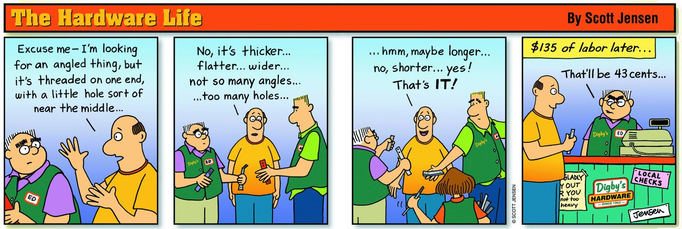  This is the first Digby’s cartoon (originally named “The Hardware Life”) that appeared in the Winter 2009 issue of The Hardware Connection. 