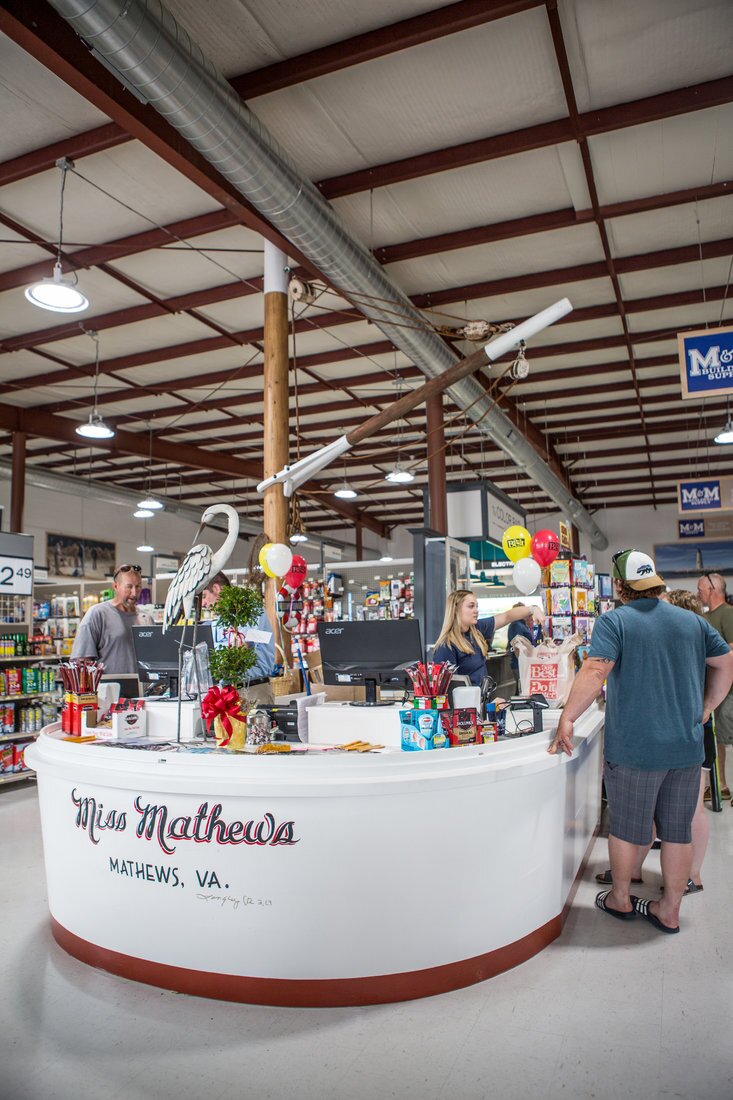Opening A New Store That Stands Out 4 M&M Building Supply’s new checkout counter was built to look like the stern of a deadrise workboat, the type of boat that used to be prevalent in their seafaring community of Mathews, Va.