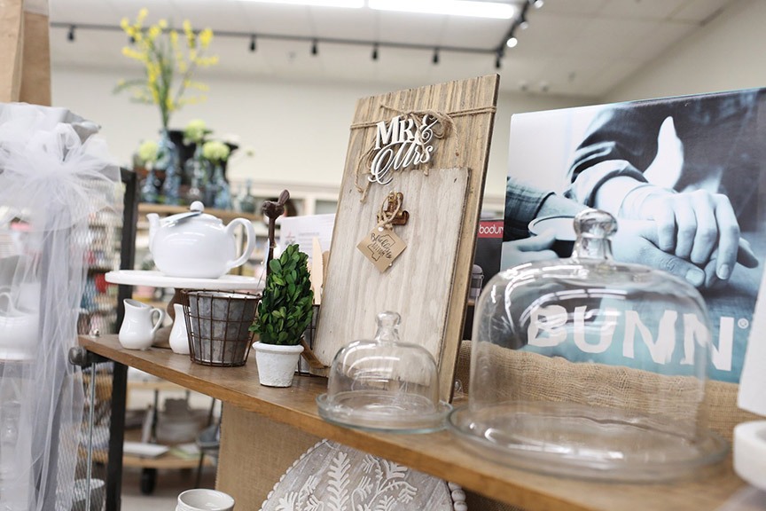 The His & Her Wedding Registry is enhanced with a gift-wrapping service.