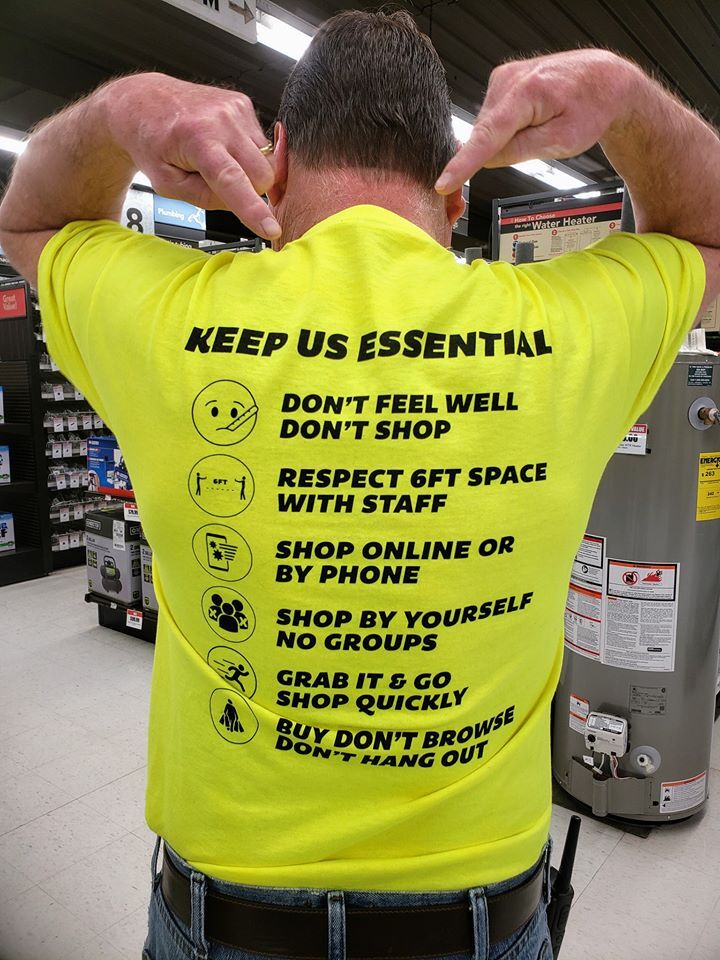 Staff at Marv’s True Value and Rental in Princeton, Minn., wear shirts that stress safety tips.
