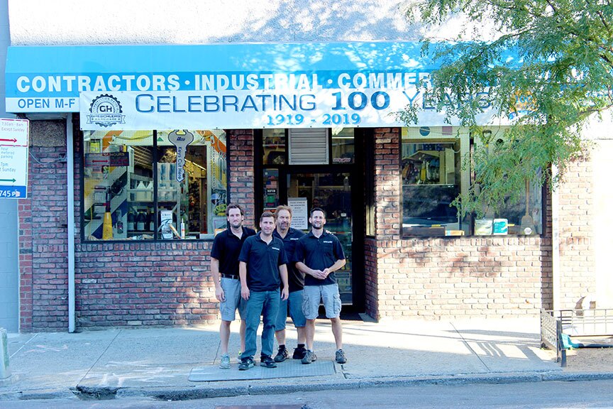 From l to r: Mike, Matt, Kevin and Greg Boyd prepared century-old Greschlers Hardware to succeed for the next century with a major expansion.