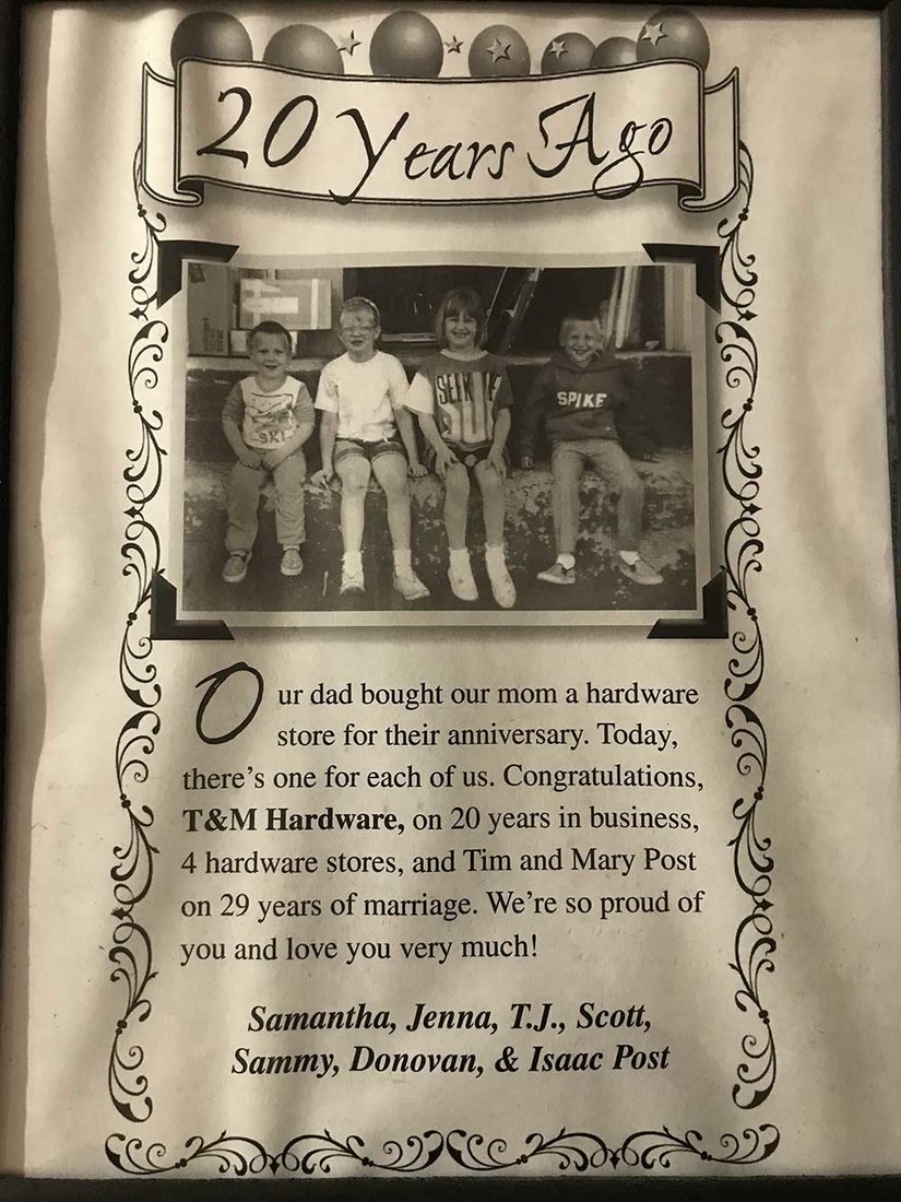 The Post children surprised their parents with a newspaper ad that brought back memories of their hardware journey.