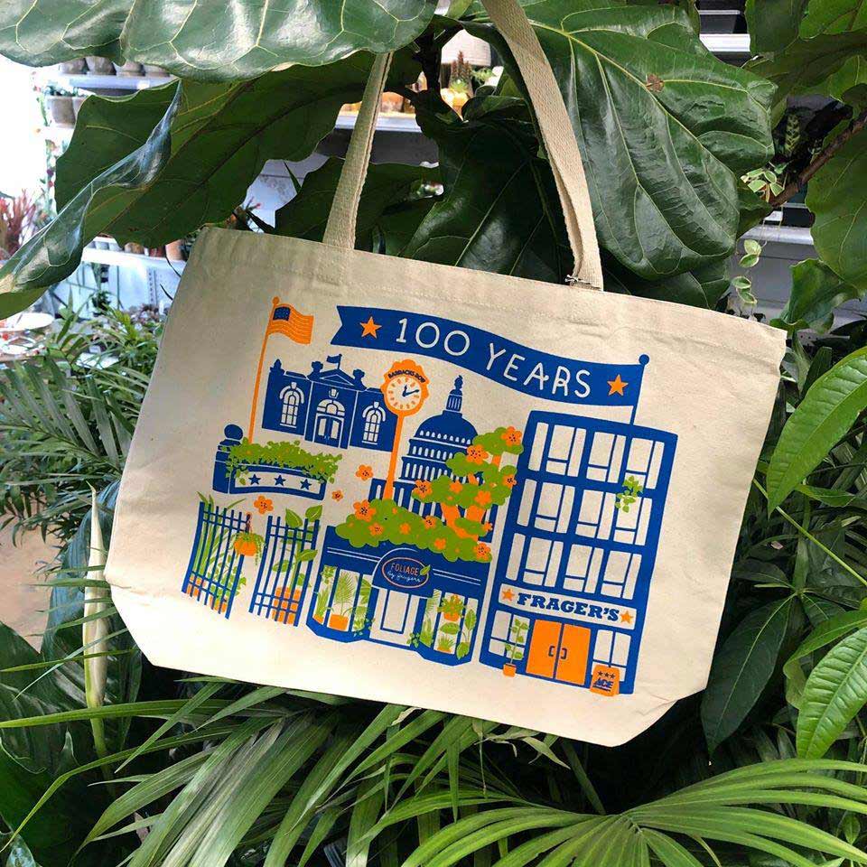 Frager’s Hardware Turns 100! 14 A Frager’s 100th anniversary canvas tote, designed by a local artist, was available for purchase.