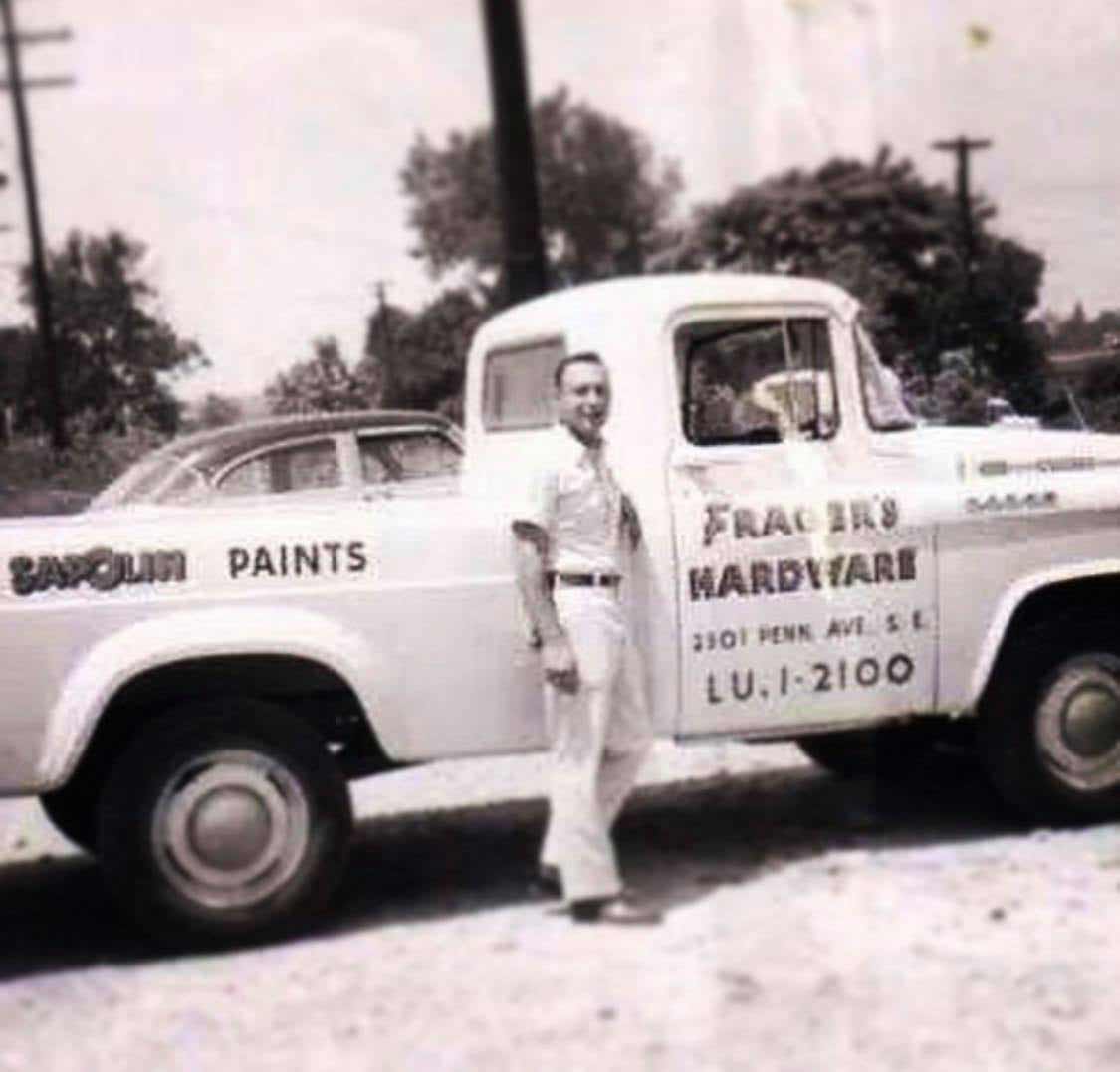 Frager’s Hardware Turns 100! 5 At the age of 5, Edward Frager (shown here) began living with his grandfather Frank in an apartment above the store he founded. Edward would become the third generation of the family to work at Frager’s, sweeping the floor for $1 a day.