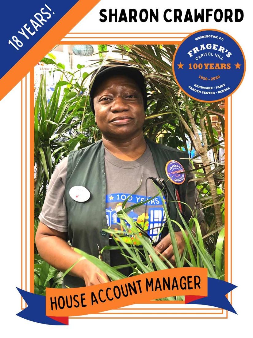 Frager’s Hardware Turns 100! 13 Sharon Crawford was one of the Frager’s Six employees featured in the store newsletter and Facebook page, the team from the “original” Frager’s.