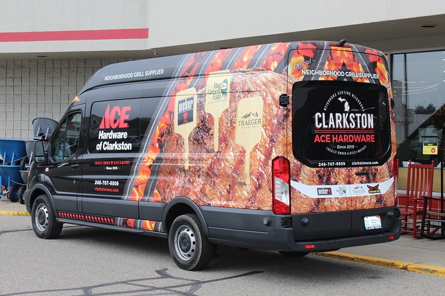 Best Practices for Delivery Service 1 Ace Hardware of Clarkston in Michigan designed a new wrap for their delivery van that promotes them as the “Neighborhood Grill Supplier.”