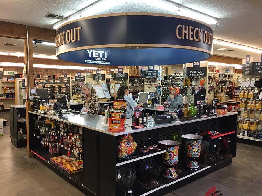 Bartlett’s store in Dalhart features a prominent checkout and customer service counter.