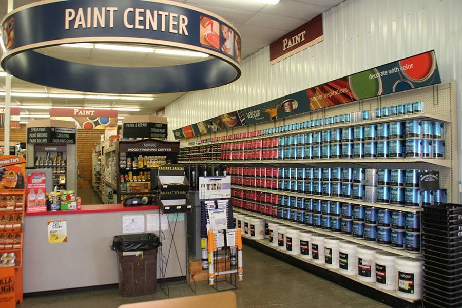 Paint is a top-selling category for Bartlett’s 10 stores, which attract more DIY than pro sales.