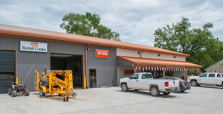 Beacon Award for Best New Store Under 20,000 sq. ft. — Wood Shed Lumber & Hardware Supply 8 Cecil and Sharona purchased the lot across the street and turned that into Wood Shed Outdoor Power & Rental, a 7,200-square-foot showroom featuring power equipment, grills, outdoor furniture and rental inventory.