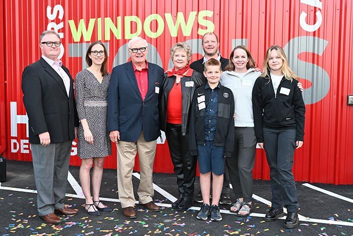 The family is thrilled that their investment in the new store has paid off with award-winning design. From left to right: Billy Cornelius, Katherine Cornelius, Bill Cornelius, Susan Cornelius, Adam and Teresa Halverson with kids Rainier and Zooey.