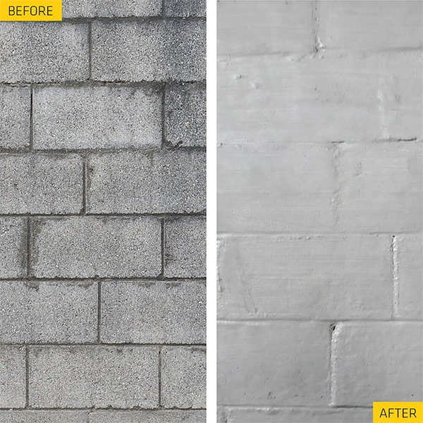 Sika Thoroseal® Plus Concrete & Masonry Waterproofer before and after use.