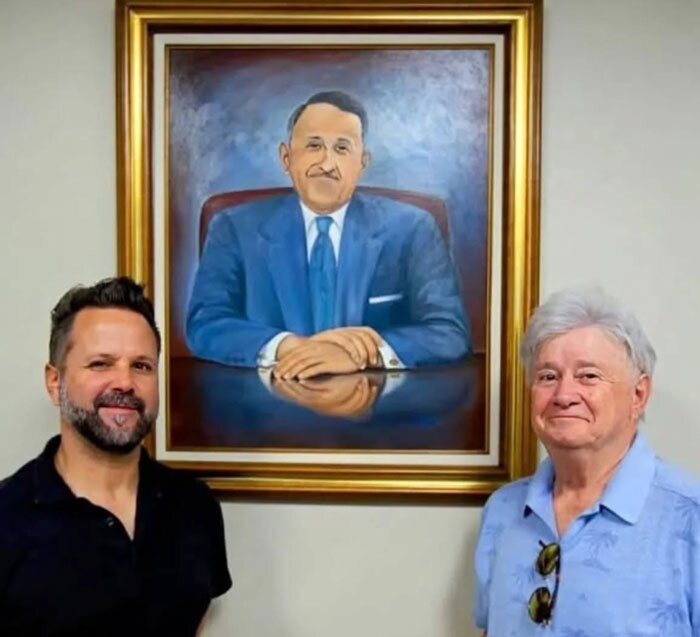 Consistency Builds Customers — Q&A With Ettore President Chris Smahlik 3 Chris Smahlik with his father, Peter Smahlik, in front of a portrait of founder Ettore Steccone, reflecting the family leadership that has carried the company forward through generations, including Diane Steccone Smahlik, who helped shape its direction.