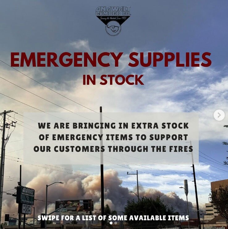 Anawalt lumber supplies California Wildfires of January 2025 Devastate Altadena Hardware