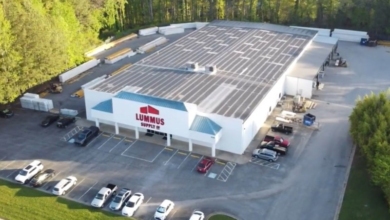 Exterior wide shot Lummus Supply Co. is Still Building After 100 Years