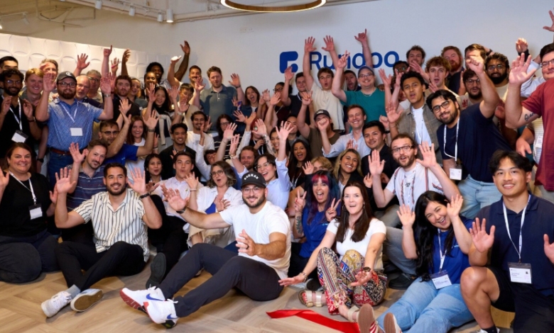team celebrate 1 AI-First Platform Rundoo Announces $48 Million in Financing